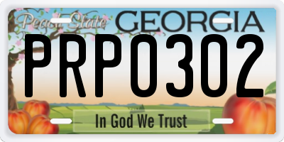 GA license plate PRP0302