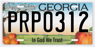 GA license plate PRP0312