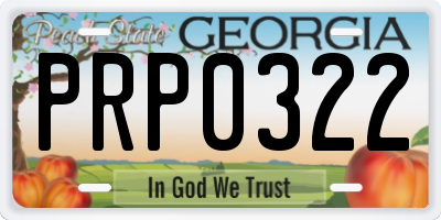 GA license plate PRP0322