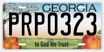 GA license plate PRP0323
