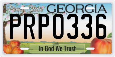 GA license plate PRP0336