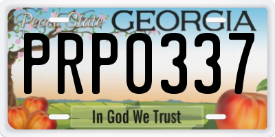 GA license plate PRP0337