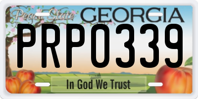 GA license plate PRP0339