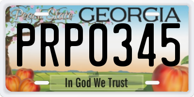GA license plate PRP0345