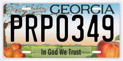 GA license plate PRP0349