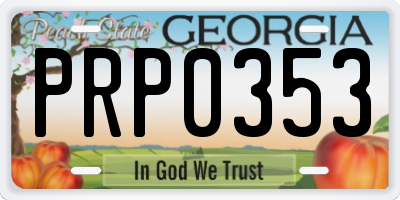 GA license plate PRP0353