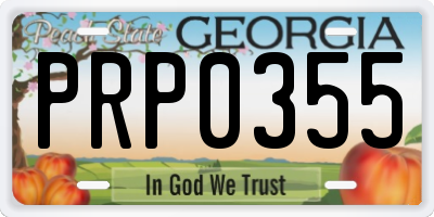GA license plate PRP0355