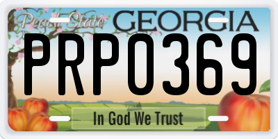 GA license plate PRP0369