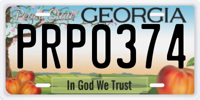 GA license plate PRP0374