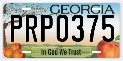 GA license plate PRP0375
