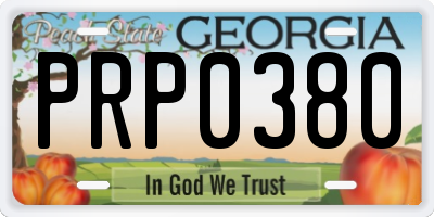 GA license plate PRP0380