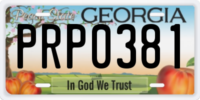 GA license plate PRP0381