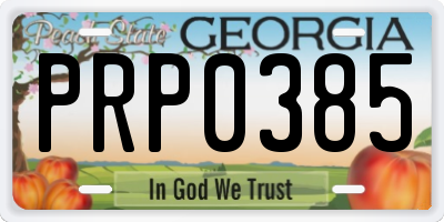 GA license plate PRP0385