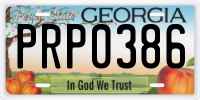 GA license plate PRP0386