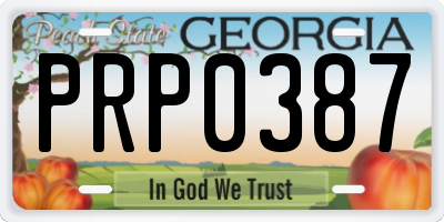 GA license plate PRP0387