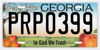 GA license plate PRP0399