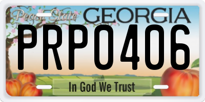 GA license plate PRP0406