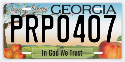 GA license plate PRP0407