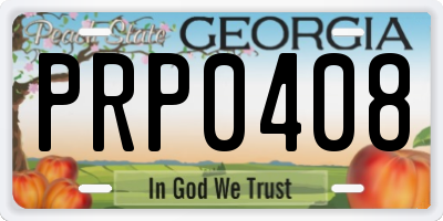GA license plate PRP0408