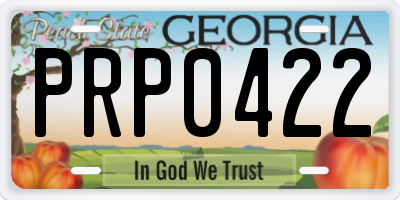 GA license plate PRP0422