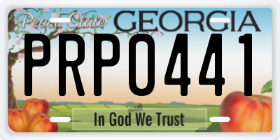 GA license plate PRP0441