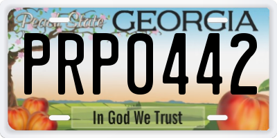 GA license plate PRP0442