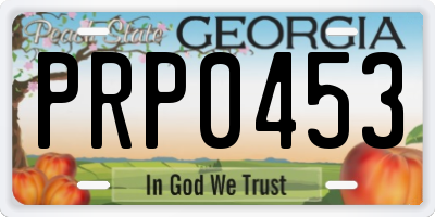 GA license plate PRP0453