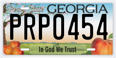 GA license plate PRP0454