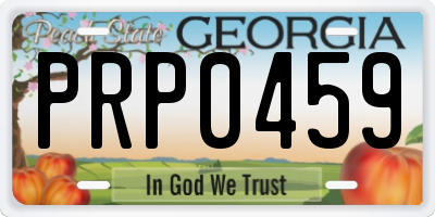 GA license plate PRP0459