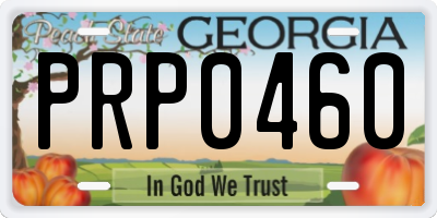 GA license plate PRP0460
