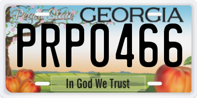 GA license plate PRP0466