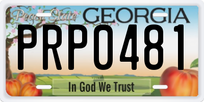 GA license plate PRP0481