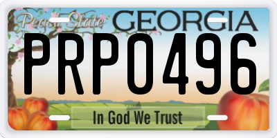 GA license plate PRP0496