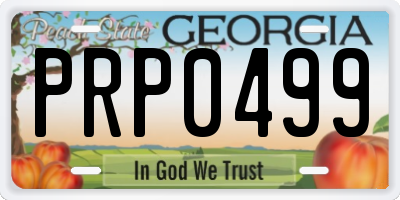 GA license plate PRP0499