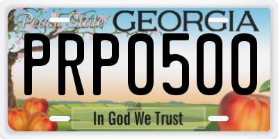 GA license plate PRP0500