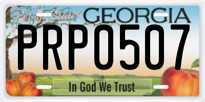 GA license plate PRP0507
