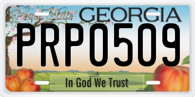 GA license plate PRP0509