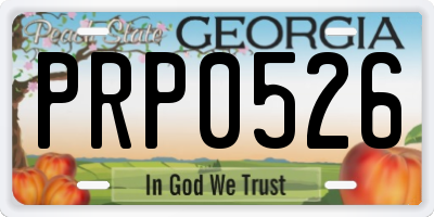 GA license plate PRP0526