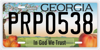 GA license plate PRP0538