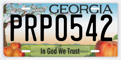 GA license plate PRP0542