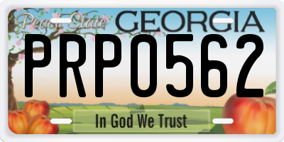 GA license plate PRP0562