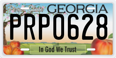GA license plate PRP0628