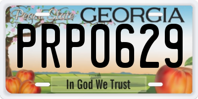 GA license plate PRP0629