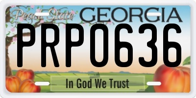 GA license plate PRP0636