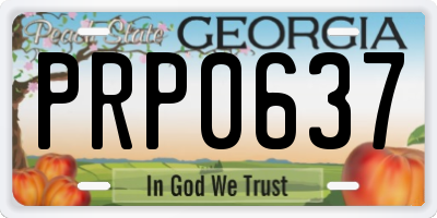 GA license plate PRP0637