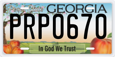 GA license plate PRP0670