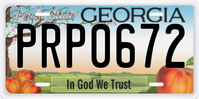 GA license plate PRP0672