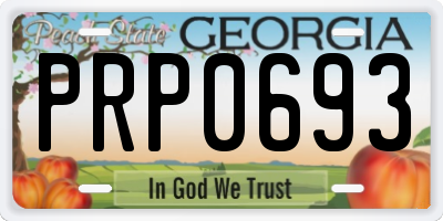 GA license plate PRP0693