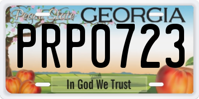GA license plate PRP0723