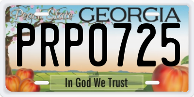 GA license plate PRP0725